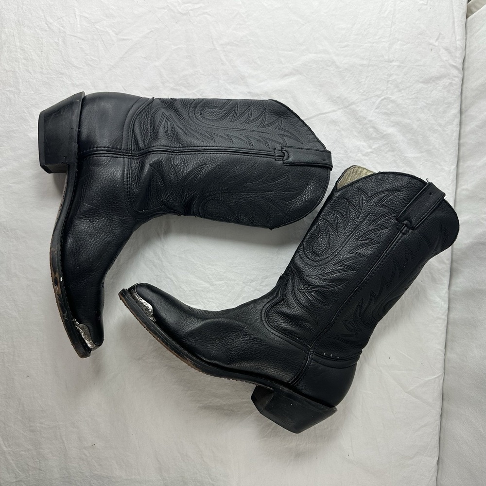 Vintage Durango Black Leather Cowboy Biker Boots RD560 Women's Sz 8 M Toe Rands - Picture 7 of 11